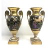 COPPIA ANTICO VASO ANFORA PORCELLANA VECCHIA PARIGI SCENA ROMANTICA '800