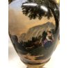 COPPIA ANTICO VASO ANFORA PORCELLANA VECCHIA PARIGI SCENA ROMANTICA '800