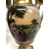 COPPIA ANTICO VASO ANFORA PORCELLANA VECCHIA PARIGI SCENA ROMANTICA '800
