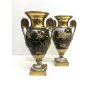 COPPIA ANTICO VASO ANFORA PORCELLANA VECCHIA PARIGI SCENA ROMANTICA '800
