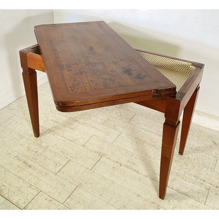 ANTICO TAVOLO PRANZO CONSOLLE ALLUNGABILE A LIBRO RETTANGOLARE LEGNO NOCE 1800