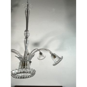 LAMPADARIO VETRO MURANO CLASSICO ATTR. BAROVIER VINTAGE CHANDELIER GLASS '900