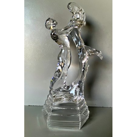 BELLA SCULTURA CRISTALLO VETRO TRASPARENTE SCENA ROMANTICA AMORE COPPIA AMANTI