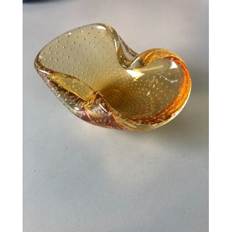 ANTICA BOWL CRISTALLO BULLICANTE TRASPARENTE AMBRA Seguso MURANO GLASS '50s