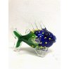 SCULTURA VETRO Murano SOMMERSO PESCE TROPICALE VERDE BLU GIALLO OCCHI MILLEFIORI