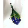 SCULTURA VETRO Murano SOMMERSO PESCE TROPICALE VERDE BLU GIALLO OCCHI MILLEFIORI
