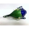 SCULTURA VETRO Murano SOMMERSO PESCE TROPICALE VERDE BLU GIALLO OCCHI MILLEFIORI