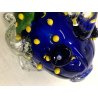 SCULTURA VETRO Murano SOMMERSO PESCE TROPICALE VERDE BLU GIALLO OCCHI MILLEFIORI