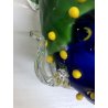 SCULTURA VETRO Murano SOMMERSO PESCE TROPICALE VERDE BLU GIALLO OCCHI MILLEFIORI