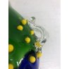 SCULTURA VETRO Murano SOMMERSO PESCE TROPICALE VERDE BLU GIALLO OCCHI MILLEFIORI