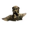 CALAMAIO PORTA INCHIOSTRO INKWELL CANE da CACCIA ANATRA VITTORIANO PATINA '800