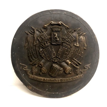 ANTICO MEDAGLIONE COMMEMORATIVO BRONZO BASSORILIEVO REGIONE MILITARE NORD-OVEST