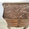 ANTICO COMODINO STILE INGLESE PRIMI 1900 LEGNO INTARSIATO 3 CASSETTI BRONZO OLD
