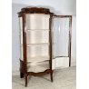 ANTICO MOBILE VETRINA INGLESE VETRI BOMBATI MARMO LEGNO INTARSIATO PRIMI 1900