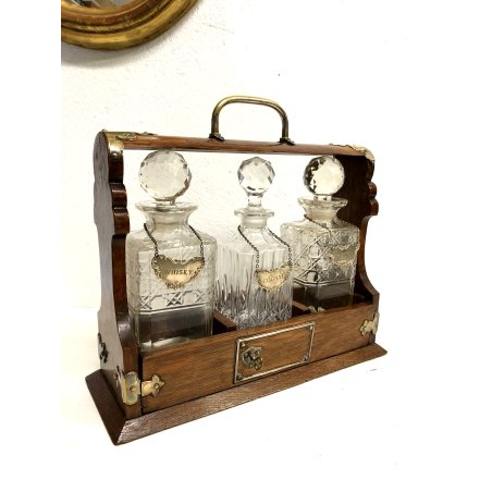 ANTICA CASSETTA LEGNO PORTA LIQUORI WHISKY COGNAC VODKA BOTTIGLIE CRISTALLO '900