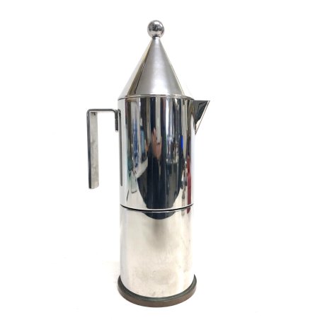 CAFFETTIERA VINTAGE CONICA 6 Tazze DESIGN Aldo Rossi PER ALESSI ACCIAIO '80s
