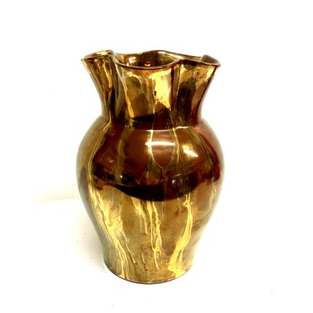 ANTICO VASO CERAMICA Fenice 242 ALBISOLA SMALTO IRIDESCENTE BRONZO ORO EPOCA '40