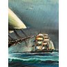 GRANDE DIPINTO OLIO "Velieri sul mare" Luciano Lutring MARINA GALEONI TEMPESTA