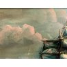 GRANDE DIPINTO OLIO "Velieri sul mare" Luciano Lutring MARINA GALEONI TEMPESTA