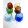 SET 6 BICCHIERI CRISTALLO CALICI VINO VETRO DI Murano MULTICOLORE VINTAGE '50s