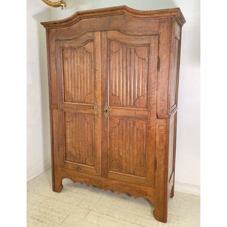 ANTICO ARMADIO DOPPIO CORPO GUARDAROBA CENTINATO 1800 LEGNO NOCE 2 ANTE OLD