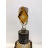 ANTICA BOTTIGLIA DECANTER CRISTALLO AMBRA MOLATO SATINATO ARGENTO PUNZONATO '20