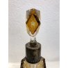 ANTICA BOTTIGLIA DECANTER CRISTALLO AMBRA MOLATO SATINATO ARGENTO PUNZONATO '20