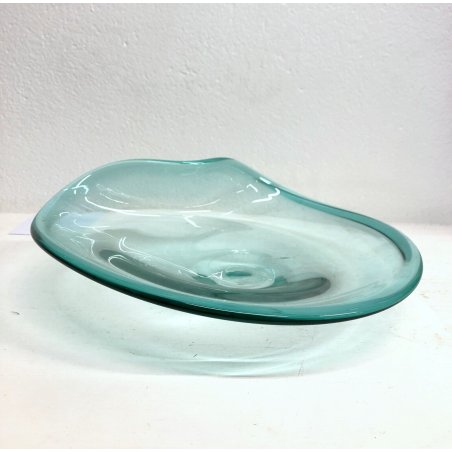 PIATTO CRISTALLO CURVATO VERDE SMERALDO VINTAGE SCULPTURAL BOWL ART GLASS ø33 cm