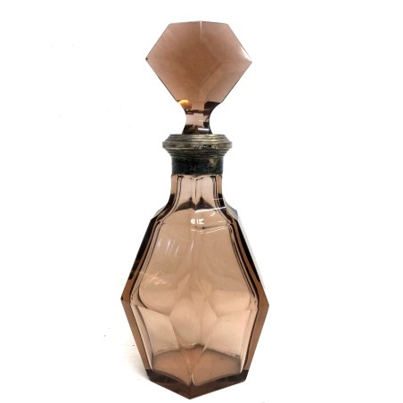 ANTICA BOTTIGLIA CRISTALLO Boemia PURPLE GLASS ART DECO' ARGENTO punzonato '30