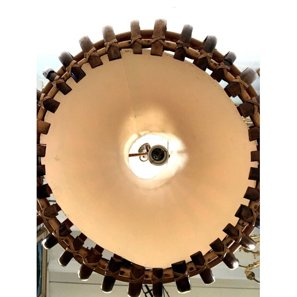 LAMPADARIO VINTAGE SOSPENSIONE DESIGN MIDCENTURY RATTAN BAMBU 1 LUME 250 cm/h