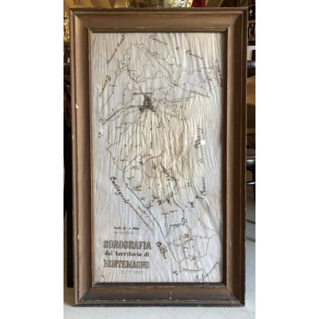 QUADRO ANTICA MAPPA "Corografia del territorio di Montemagno" CONFINI PARROCCHIE