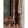 ANTICO QUADRO DIPINTO OLIO PAESAGGIO MONTANO PAESE CAMPI FIORITI FIGURE '900