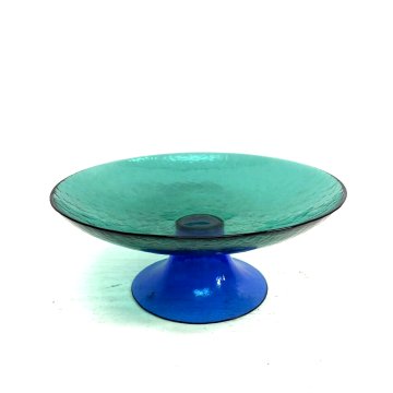 ALZATA VASO DESIGN VETRO MURANO "Ca' del vetro" VERDE SMERALDO BLU MADE IN ITALY