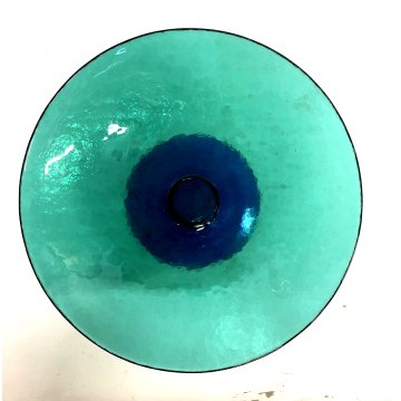 ALZATA VASO DESIGN VETRO MURANO "Ca' del vetro" VERDE SMERALDO BLU MADE IN ITALY
