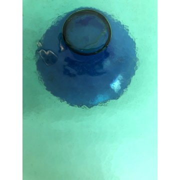 ALZATA VASO DESIGN VETRO MURANO "Ca' del vetro" VERDE SMERALDO BLU MADE IN ITALY