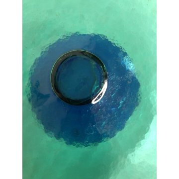 ALZATA VASO DESIGN VETRO MURANO "Ca' del vetro" VERDE SMERALDO BLU MADE IN ITALY