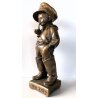 ANTICO BRONZO SCULTURA "Comme Papa" BAMBINO MONELLO GAVROCHE MANI IN TASCA PIPA