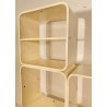LIBRERIA MODULARE DESIGN CUBO CARLO DE CARLI FIARM ANNI 60 LEGNO ROVERE CURVATO