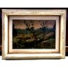 ANTICO QUADRO DIPINTO OLIO Alessandro Catalani PAESAGGIO COLLINA BOSCO AUTUNNO