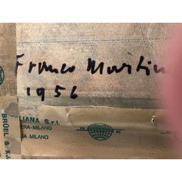 QUADRO OLIO TAVOLA NATURA MORTA VASO VETRO di FIORI Franco Martini (?) FM 1956