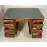 ANTICA SCRIVANIA DA CENTRO SCRITTOIO PRIMI 1900 LEGNO NOCE 9 CASSETTI OLD OFFICE