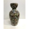 VASO VINTAGE CERAMICA Molaroni Pesaro DECORO MOTIVO FOGLIE FIORI POLICROMO 30 cm