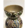 VASO VINTAGE CERAMICA Molaroni Pesaro DECORO MOTIVO FOGLIE FIORI POLICROMO 30 cm