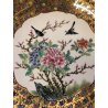 PIATTO PORCELLANA CINESE DECORO FIORI PEONIA UCCELLI VINTAGE MIDCENTURY ø 36,5cm