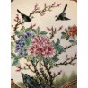 PIATTO PORCELLANA CINESE DECORO FIORI PEONIA UCCELLI VINTAGE MIDCENTURY ø 36,5cm