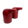 SET CONDIMENTO CERAMICA Il Picchio Italy DESIGN Enzo Bioli SMALTO ROSSO ANNI '60