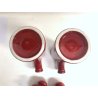 SET CONDIMENTO CERAMICA Il Picchio Italy DESIGN Enzo Bioli SMALTO ROSSO ANNI '60