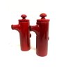 SET CONDIMENTO CERAMICA Il Picchio Italy DESIGN Enzo Bioli SMALTO ROSSO ANNI '60