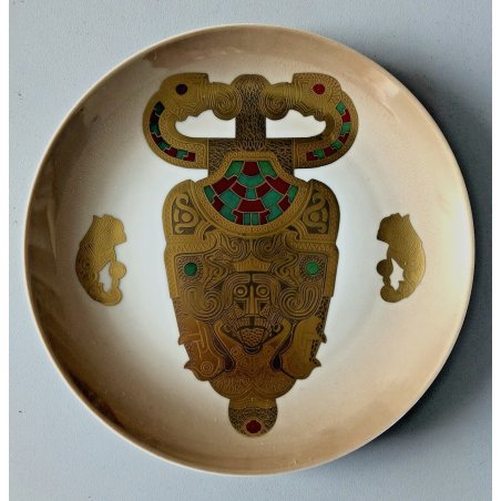 PIATTO GIOIELLO OREFICERIA Morbelli PORCELLANA SMALTO Gioiello di Aker  ORO 24kt