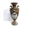 ANTICO VASO BIANSATO Gualdo Tadino CERAMICA MAIOLICA LUSTRO ORO BLU 39 cm/h